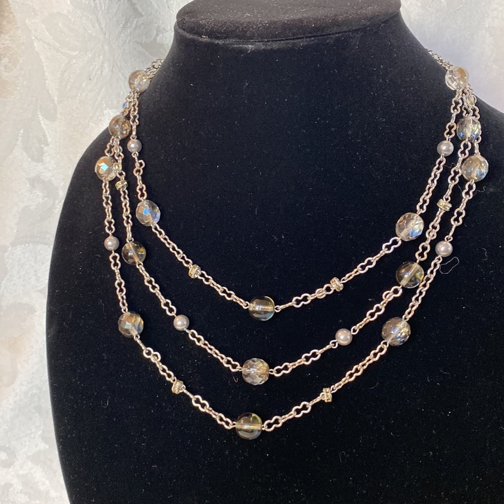 Silver with gray beads necklace.  Adjustable.  Perfect condition